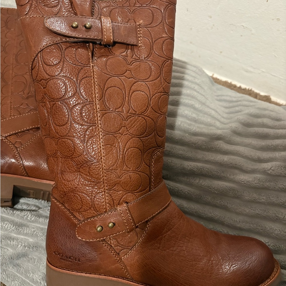 Coach Women's Tan Leather Heeled Boots